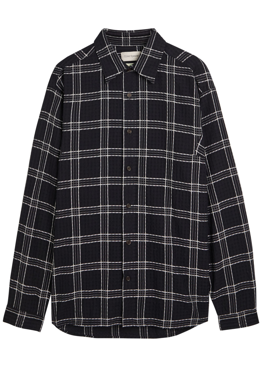 Oliver Spencer Garrison Plaid Cotton Shirt – Black – L