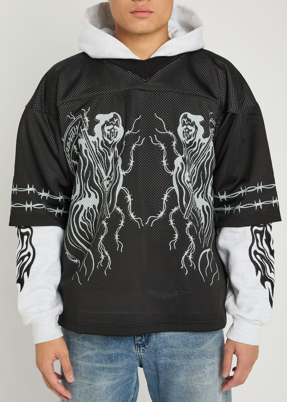 Warren Lotas Reaper Layered-effect Hooded Jersey Sweatshirt In Black