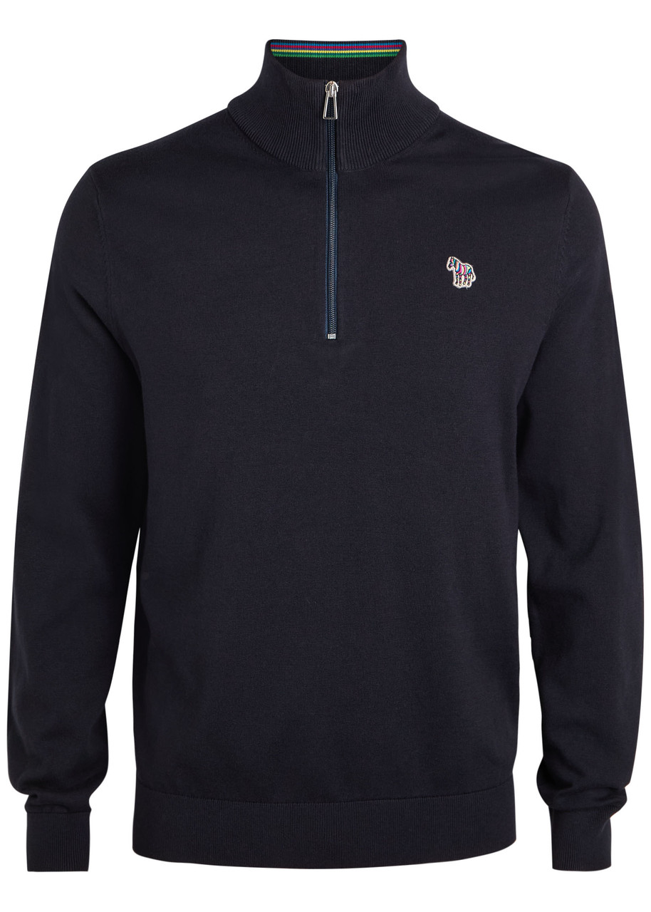 PS Paul Smith Appliquéd Half-zip Cotton Jumper - Navy - L