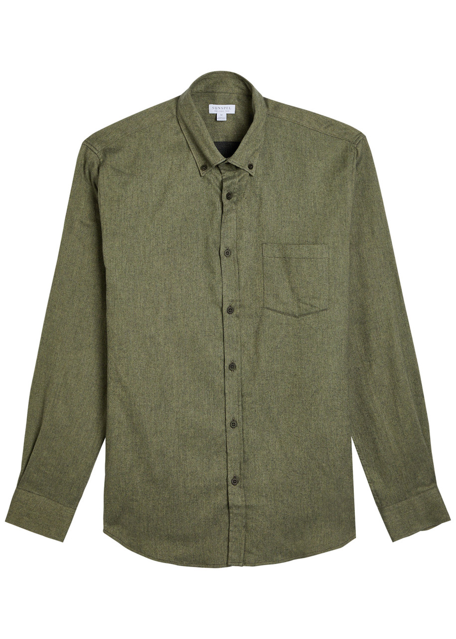 Sunspel Cotton Shirt - Khaki - XL