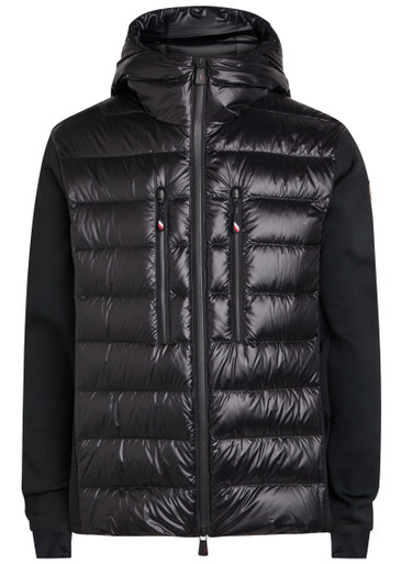 MONCLER GRENOBLE Padded hooded close-knit and nylon jacket