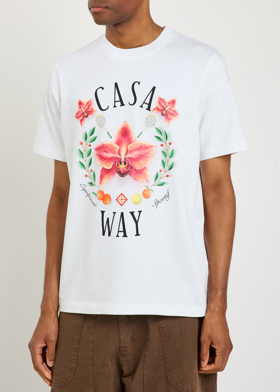 Casablanca Orchid Garden Graphic Relaxed Fit T Shirt In Neutral