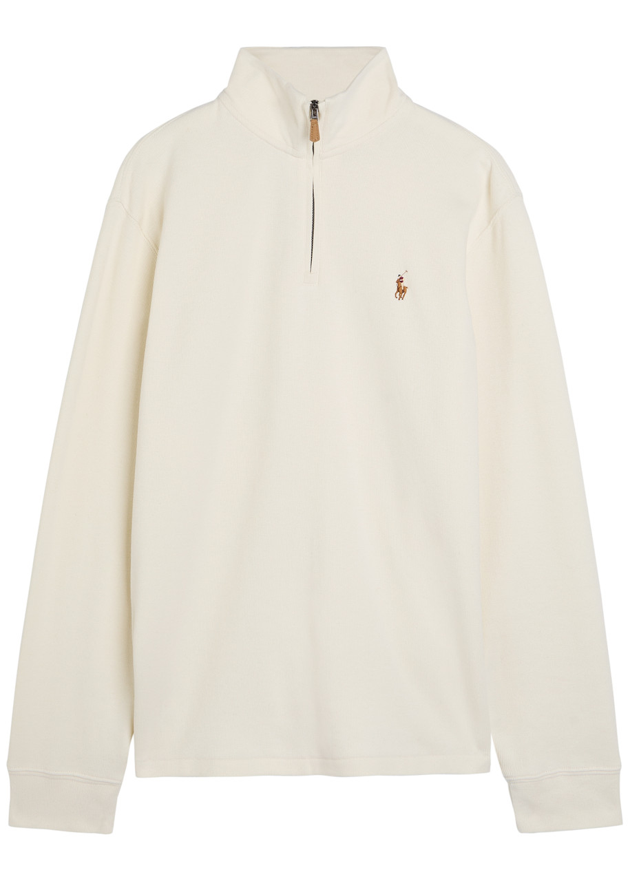 Polo Ralph Lauren Logo-embroidered Half-zip Cotton Jumper - Cream