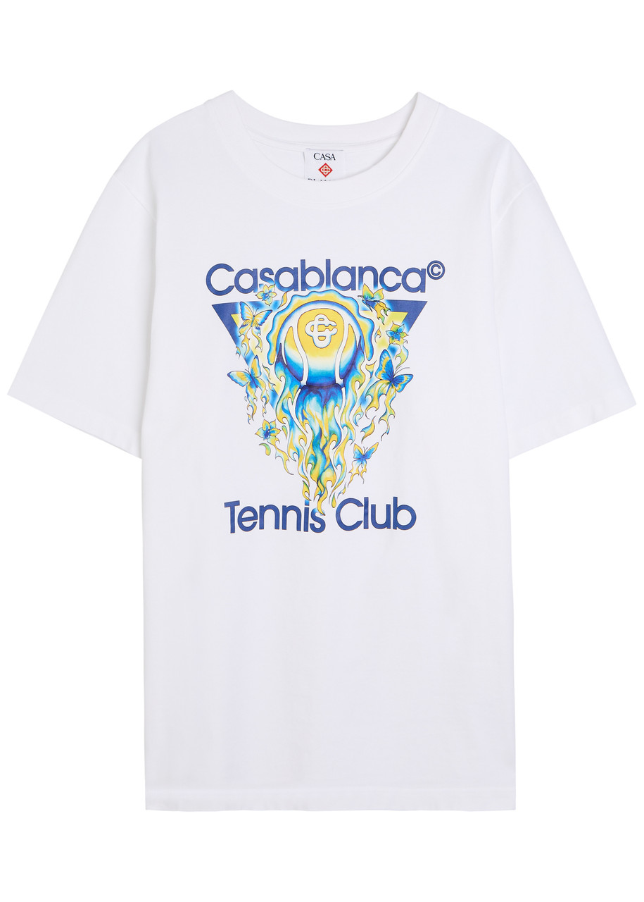 Casablanca Classic Fit Tennis Club Icon Organic Cotton Graphic T-shirt In White
