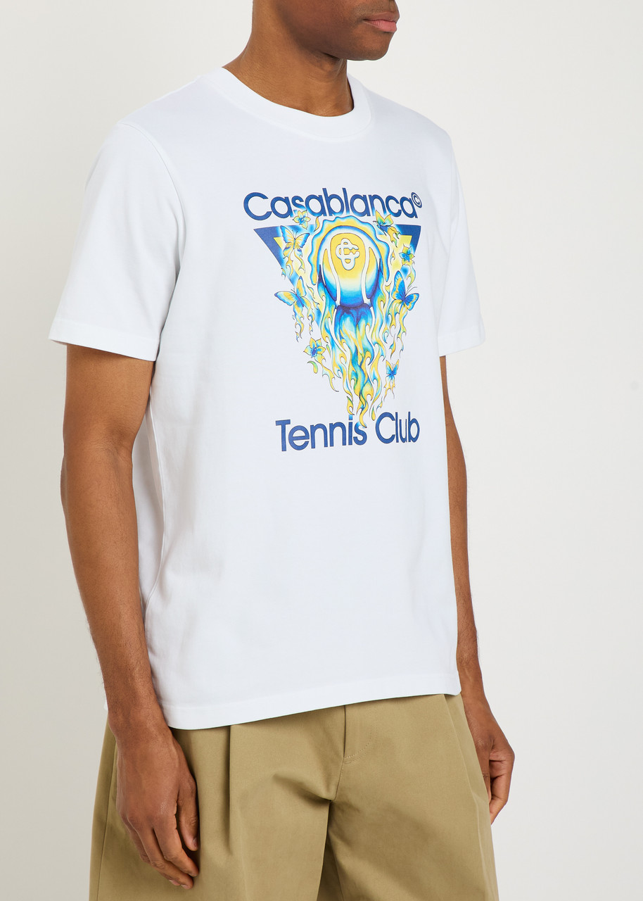 Casablanca Classic Fit Tennis Club Icon Organic Cotton Graphic T-shirt In White