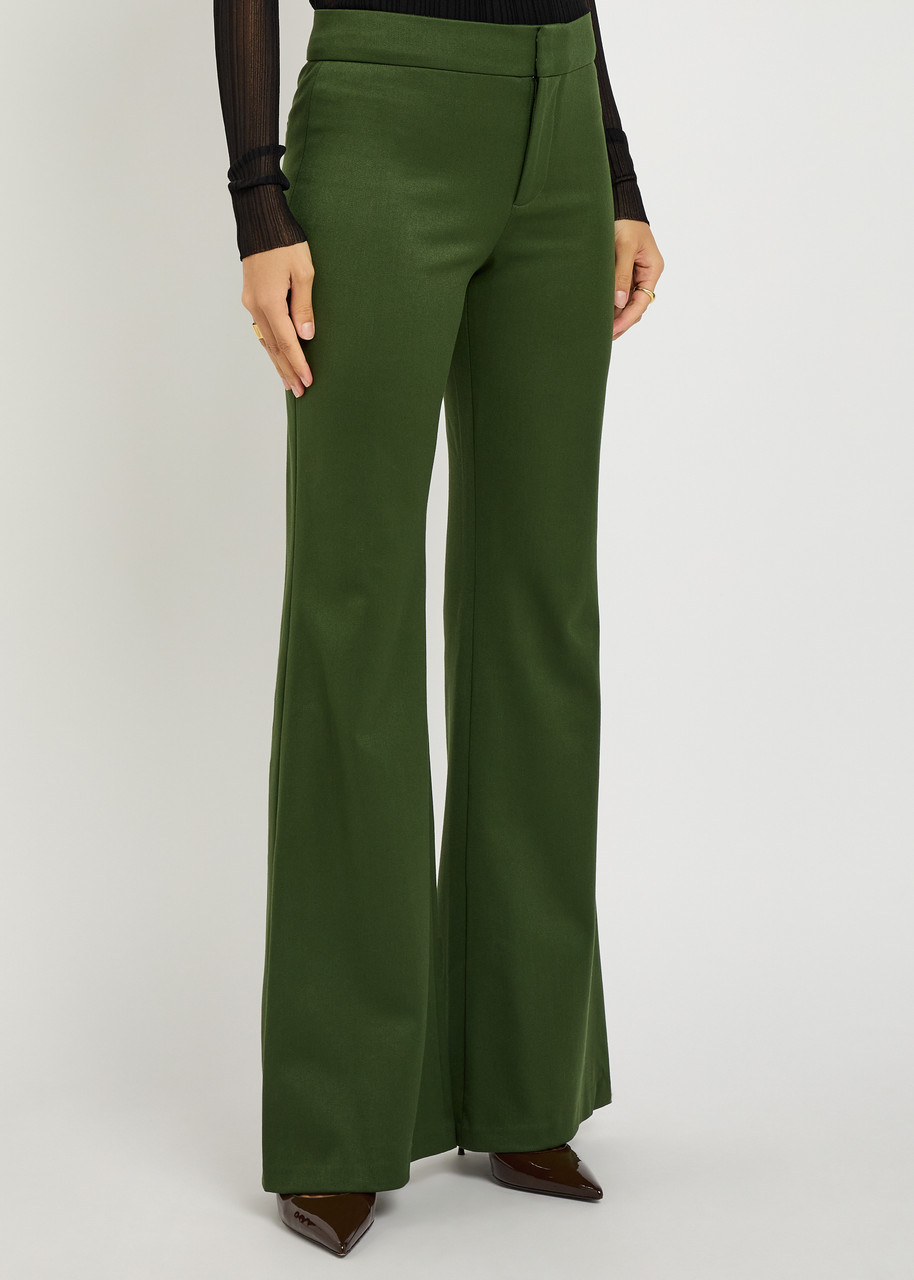 Alice And Olivia Alice + Olivia Andrew Flared-leg Woven Trousers In Green