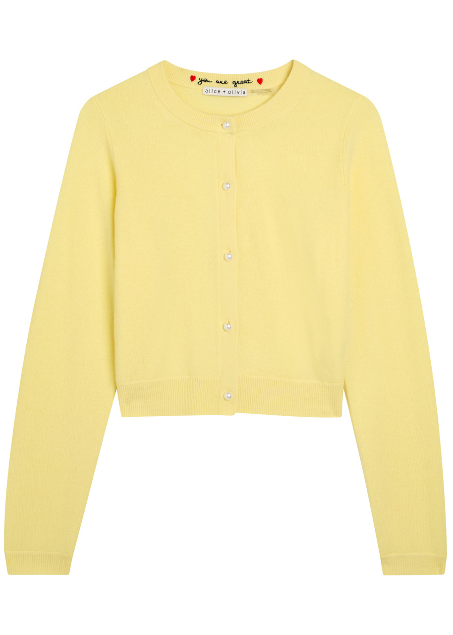 Alice And Olivia Alice + Olivia Dollie Cashmere-blend Cardigan In Yellow