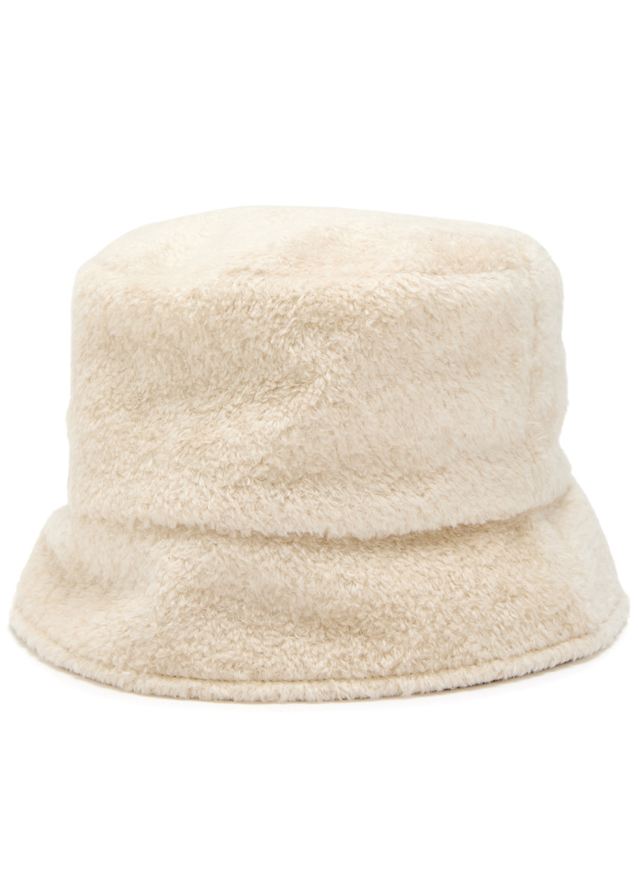 Moncler Reversible Logo Fleece And Shell Bucket Hat In Neutral