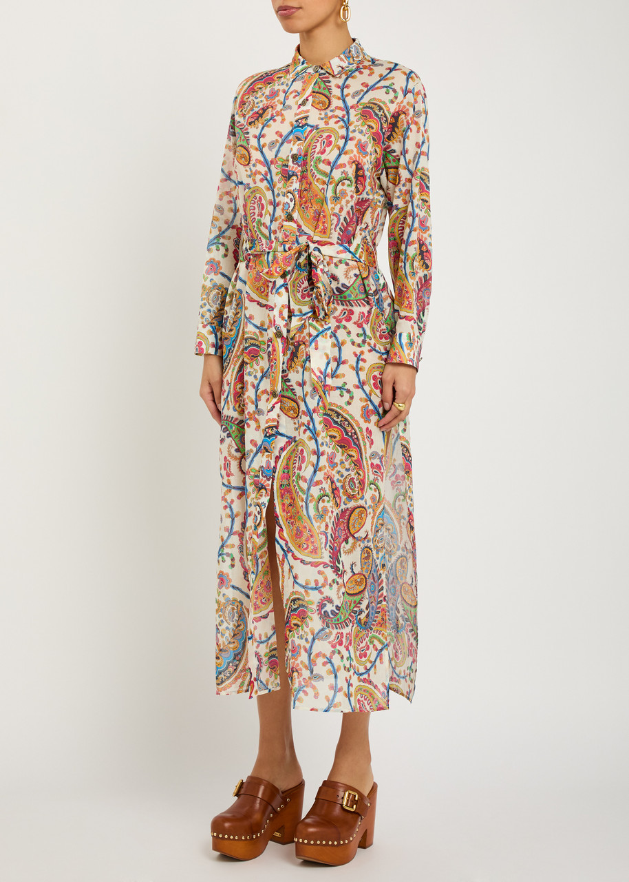 Etro Patterned Cotton Midi Shirt Dress In Multi