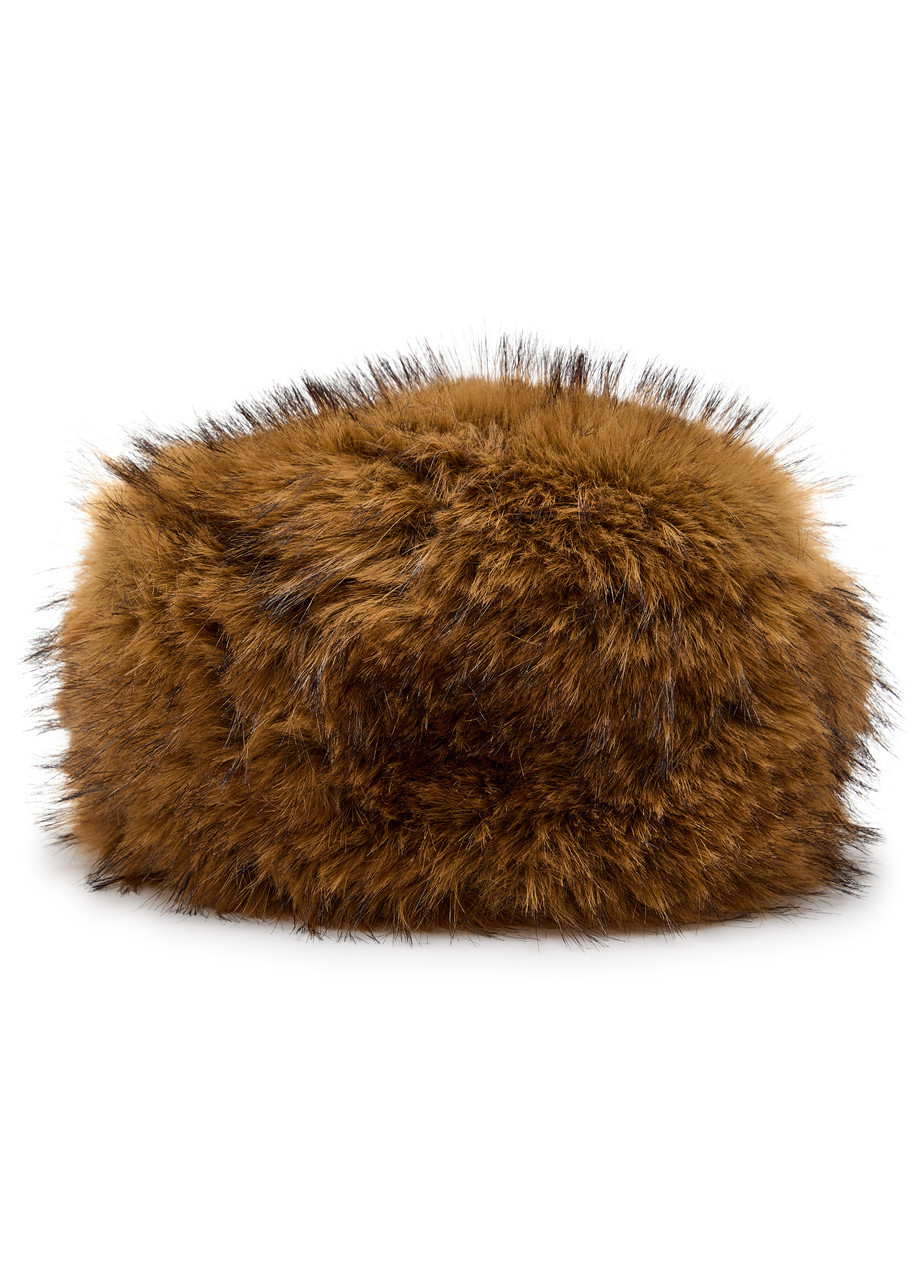 Lack Of Color Snuggle Faux Fur Babushka Hat In Brown