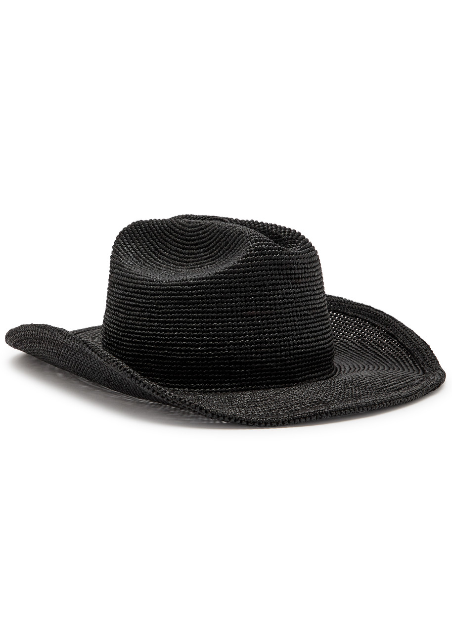 Lack Of Color Raffia Cowboy Hat In Black