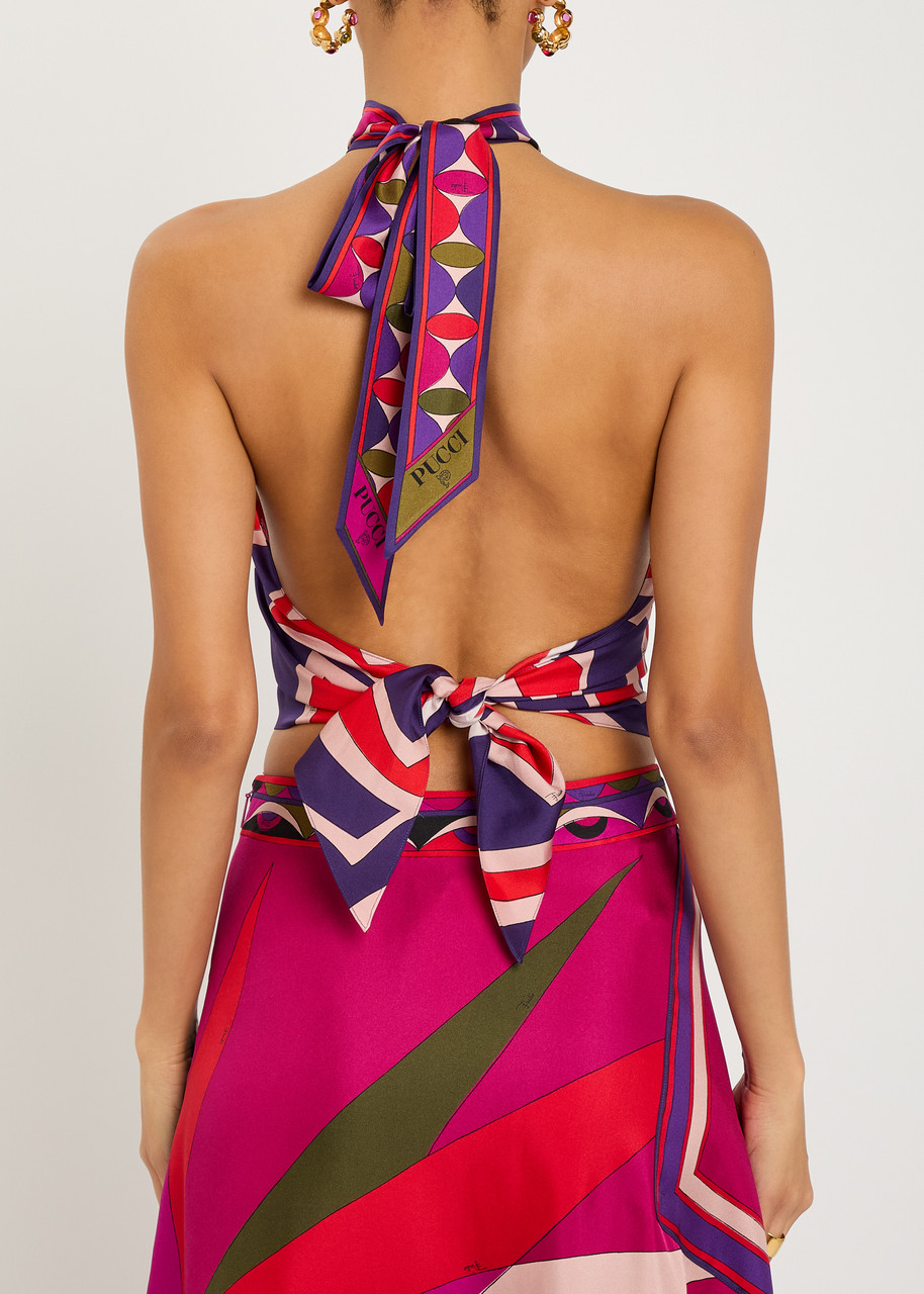  Pucci Halterneck Printed Silk Top - Multicoloured 1 - One Size 