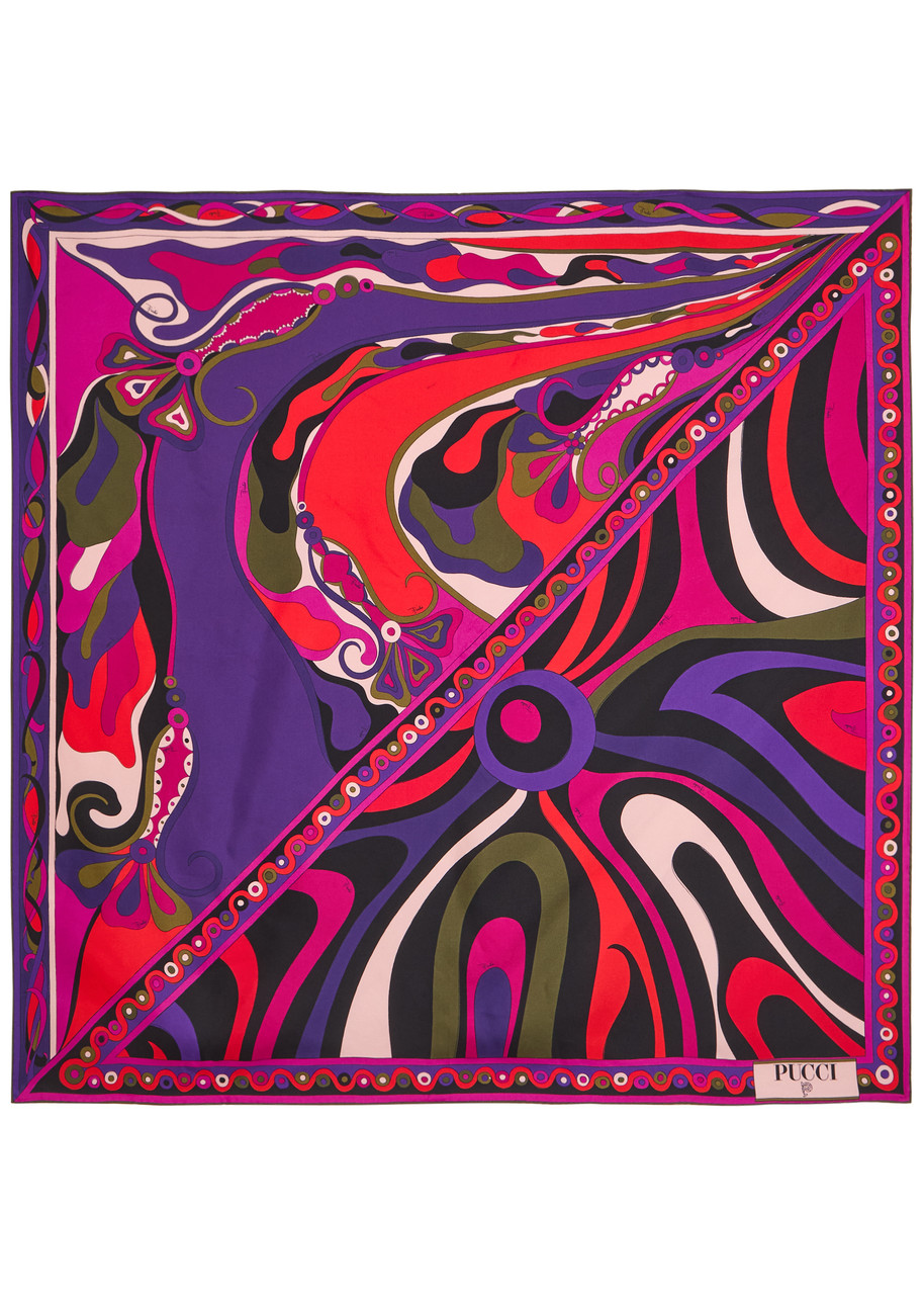 Pucci Printed Silk-twill Scarf In Multi