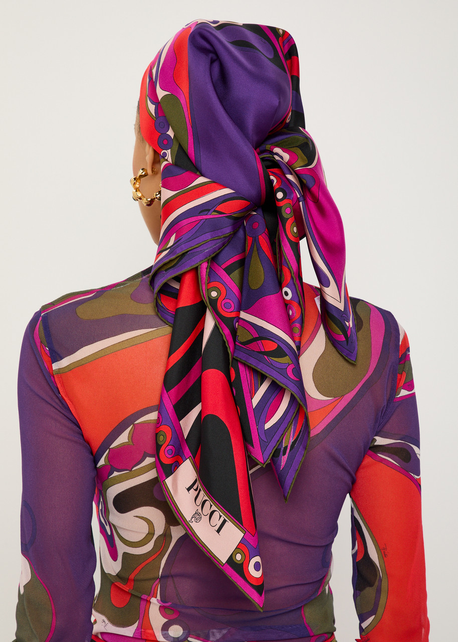 Pucci Printed Silk-twill Scarf In Multi