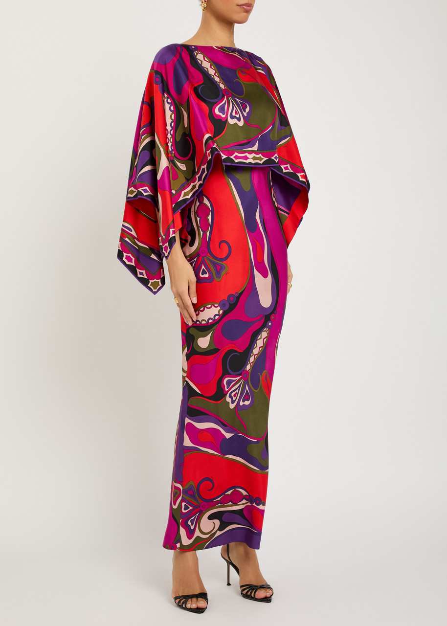 Pucci Layered Printed Silk Maxi Dress In Multi