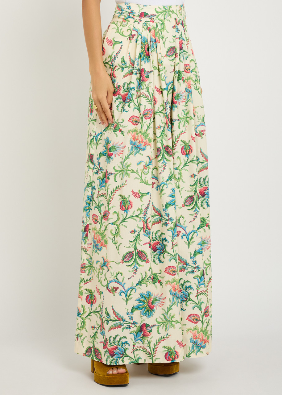 Etro Floral-print Cotton-poplin Maxi Skirt In Multi
