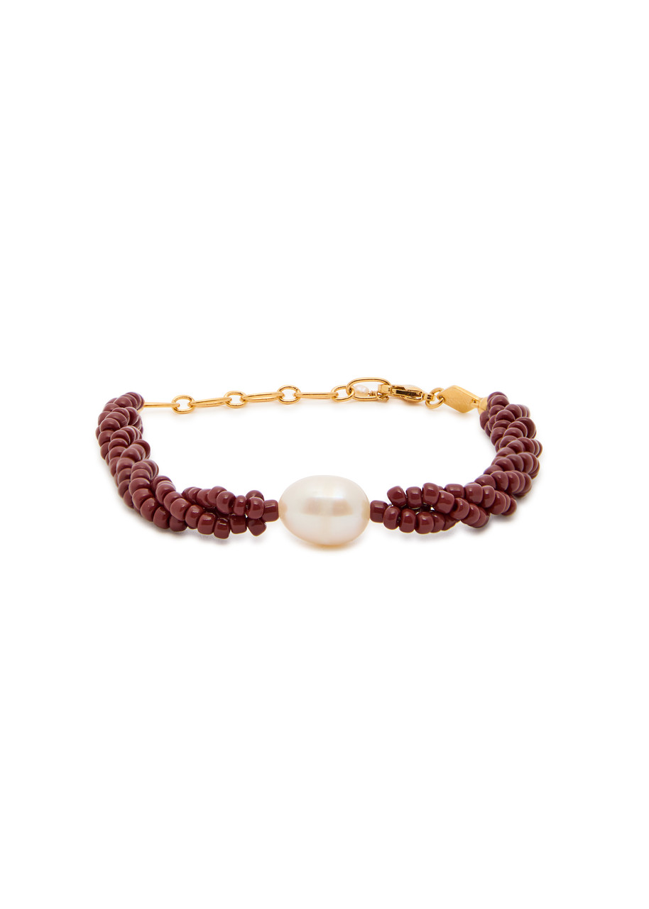Anni LU Rodeo Beaded 18kt Gold-plated Bracelet - Burgundy - One Size