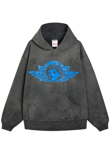 SAINT MXXXXXX Angel of Death printed hooded cotton sweatshirt