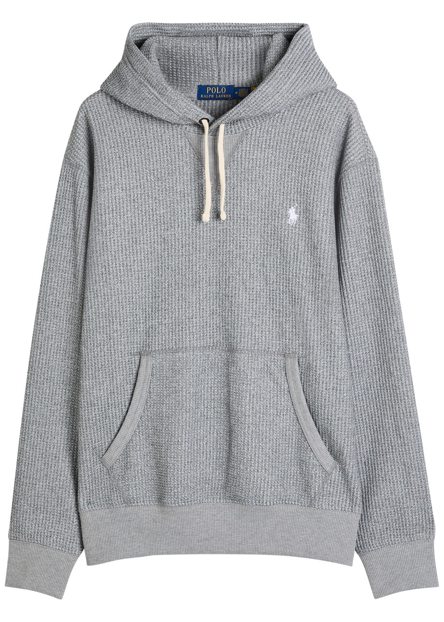 Polo Ralph Lauren Logo-embroidered Hooded Waffle-knit Sweatshirt - Grey - Xxl