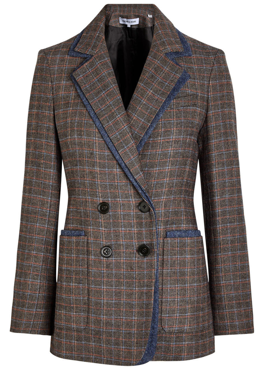 Veronica Beard Hedi Dickey Layered Tweed Blazer In Gray