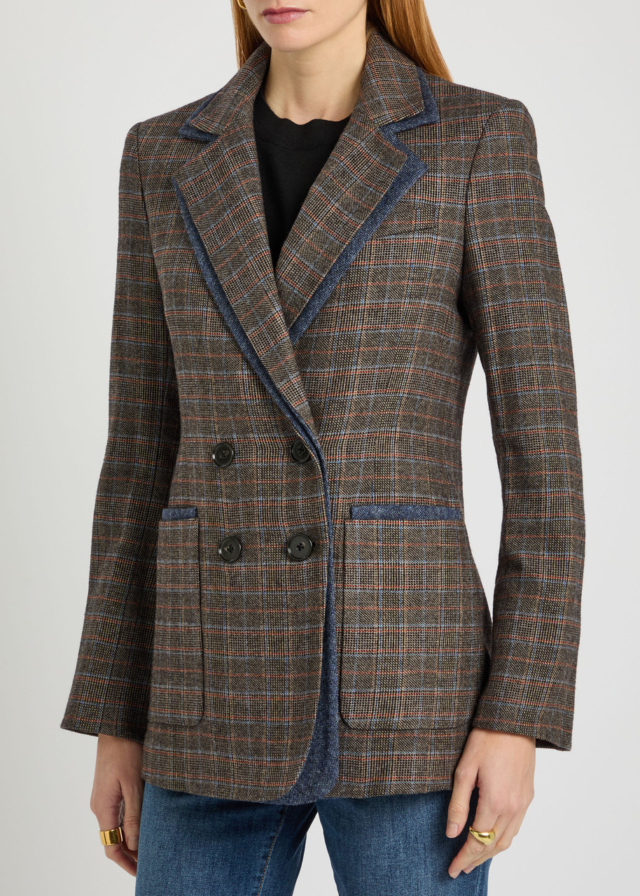 Veronica Beard Hedi Dickey Layered Tweed Blazer In Gray