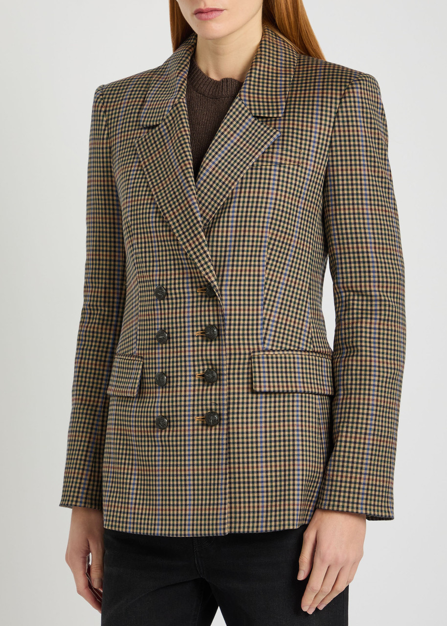Veronica Beard Claude Dicky Plaid Stretch-wool Blazer In Brown