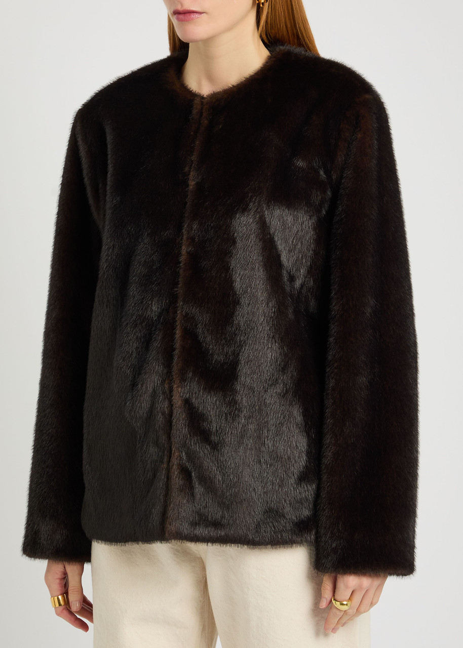 Veronica Beard Griselda Faux Fur Jacket In Brown