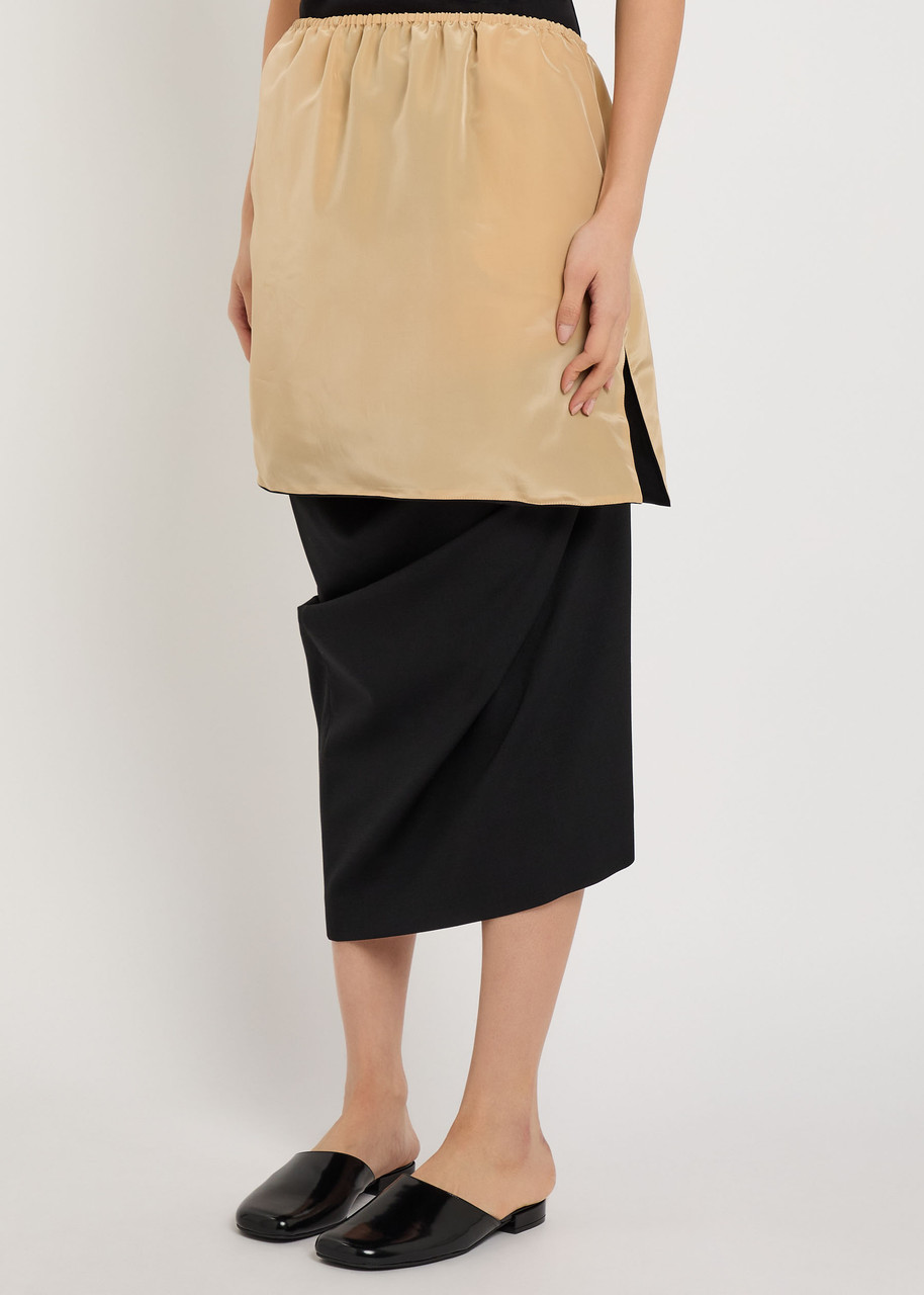 Calvin Klein Sully Layered Wool And Silk-blend Midi Skirt In Multi
