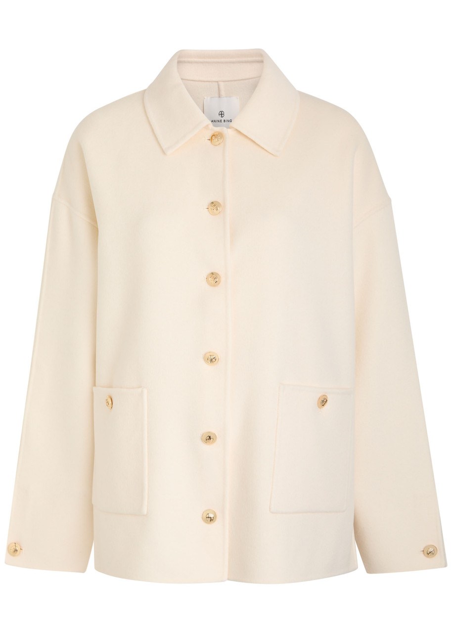 Anine Bing Luca Wool and Cashmere-blend Jacket - Ivory - S (UK8-10 / S)