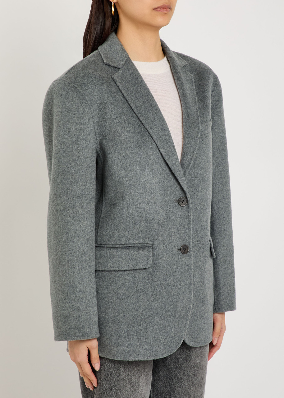 Anine Bing Quinn Wool And Cashmere-blend Blazer In Gray
