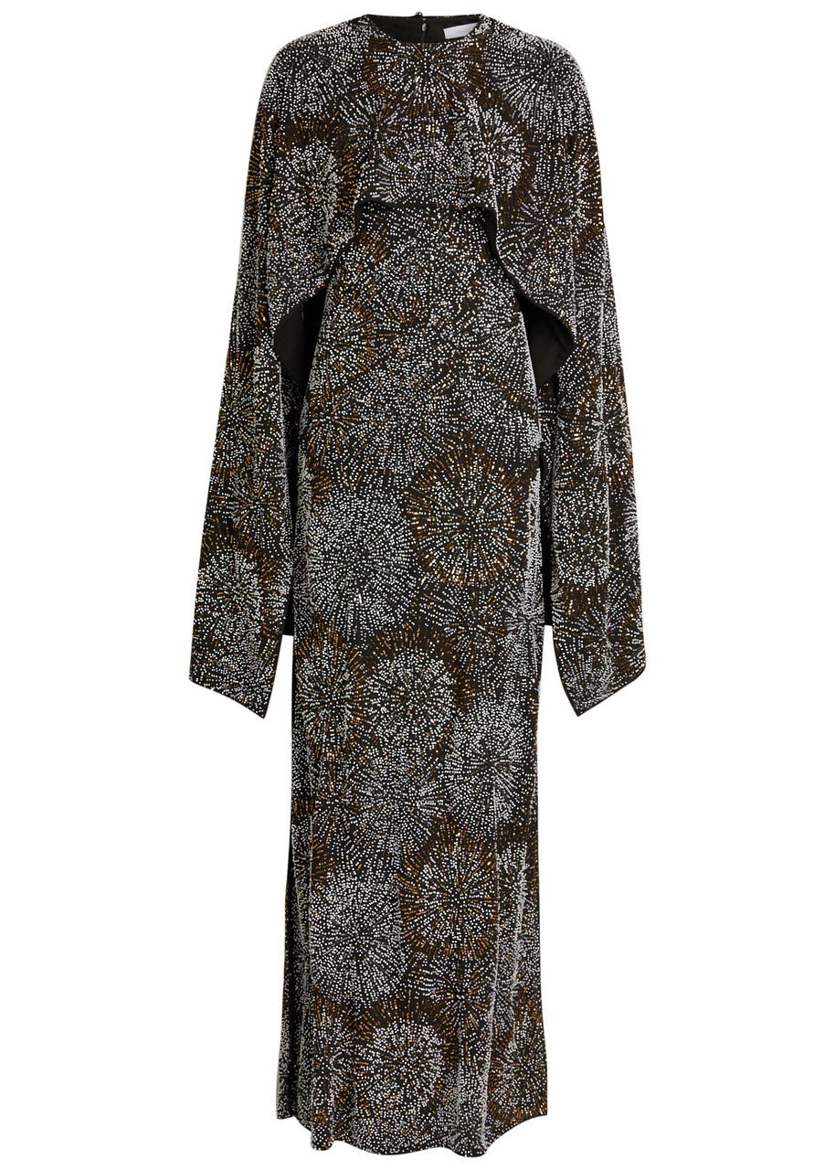 Rabanne Embellished Cape Gown - Black - 40 (UK12 / M)