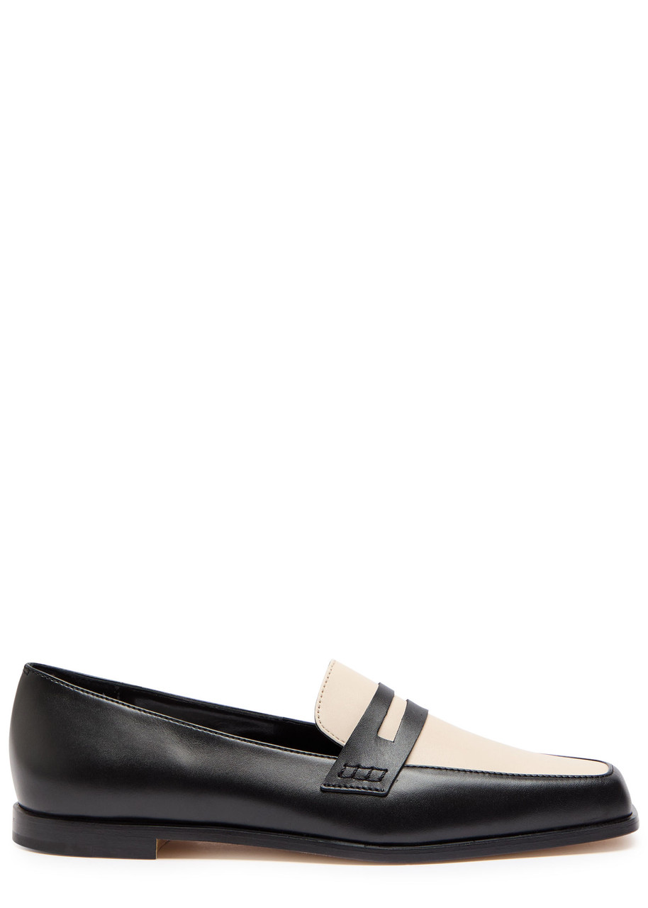 Manolo Blahnik Polonoff Two-tone Leather Loafers - Black And White - 38 (IT38 / UK5)