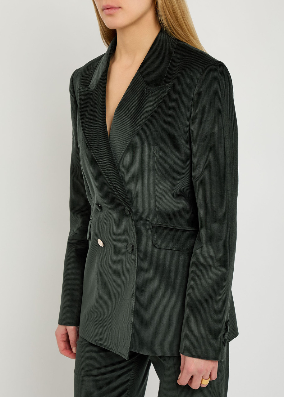 Gabriela Hearst Angela Double-breasted Corduroy Blazer In Green