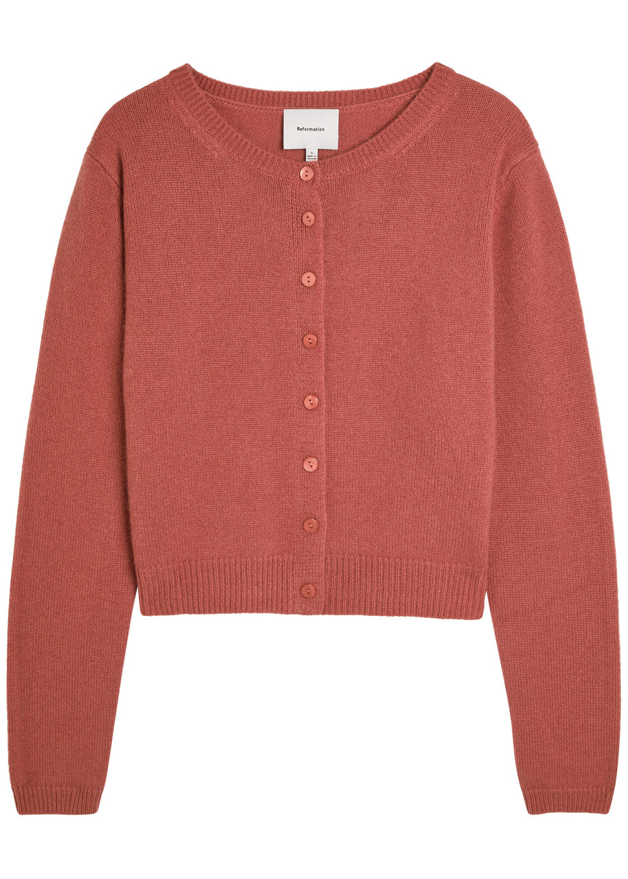 Reformation Clara Cashmere Cardigan - Red - L (UK14 / L)
