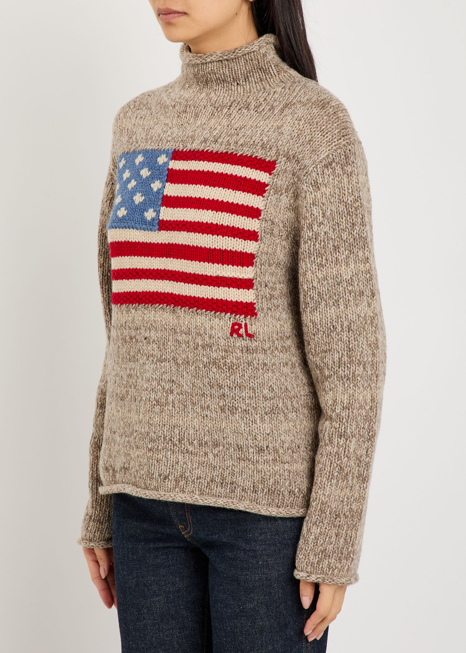 Polo Ralph Lauren Flag Wool-blend Jumper In Sand