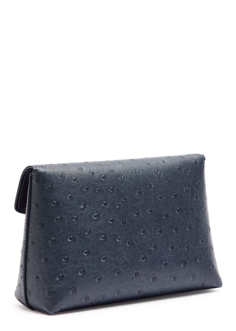 Mulberry Darley Ostrich-embossed Leather Pouch In Blue