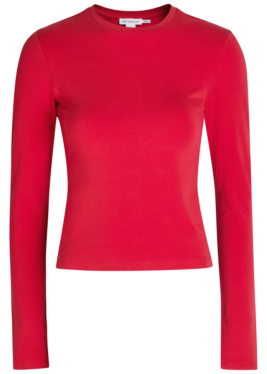 Good American Stretch-cotton T-shirt - Red - XL (UK16 / XL)