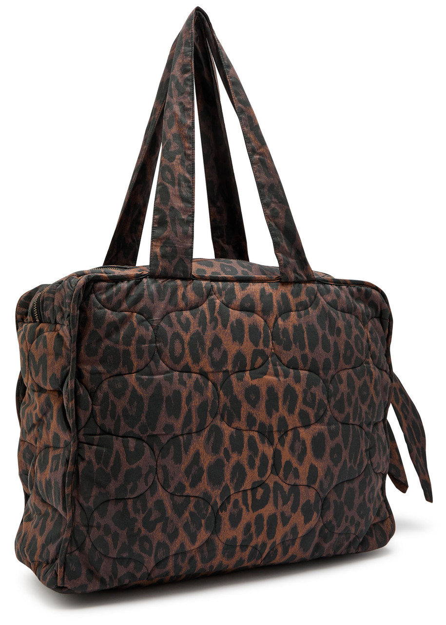 Damson Madder Quilted Leopard-print Cotton Tote In Brown
