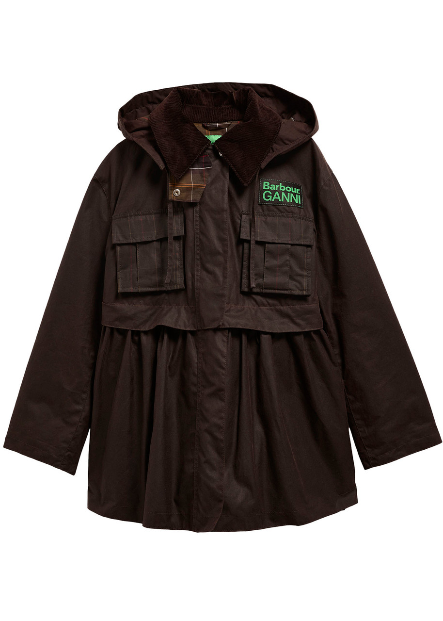 Barbour X Ganni Peplum Waxed Cotton Jacket - Dark Green - 10 (UK10 / S)