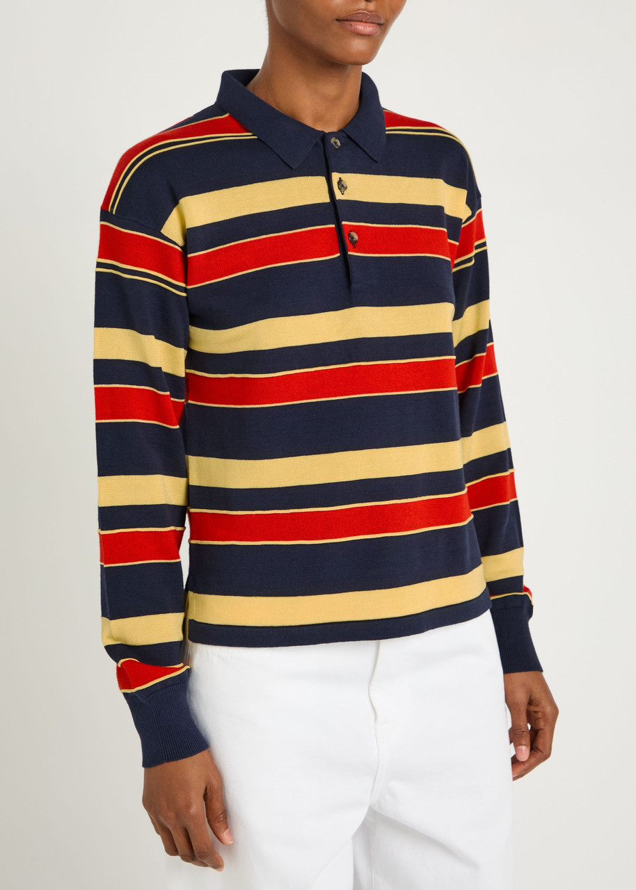 Jw Anderson Striped Knit Polo Shirt In Multi