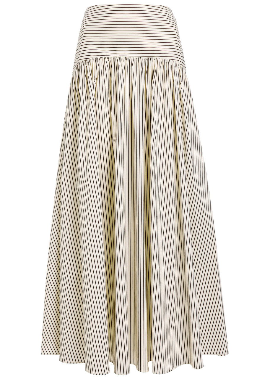 Staud Procida Striped Stretch-cotton Skirt - White - 12 (UK16 / XL)