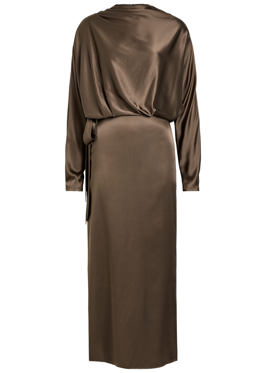 Staud Phoebe Draped Stretch-silk Dress - Taupe - 6 (UK10 / S)