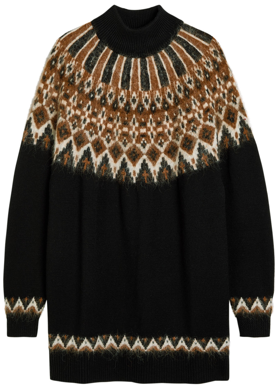 Staud Liza Patterned Wool-blend Jumper Dress - Multicoloured - L (UK14 / L)