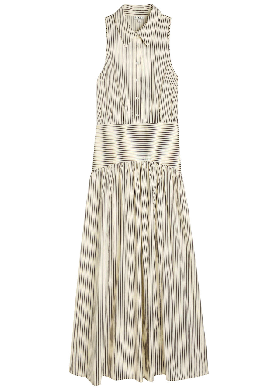 Staud Romy Striped Stretch-cotton Poplin Maxi Shirt Dress - White - 2 (UK6 / XS)