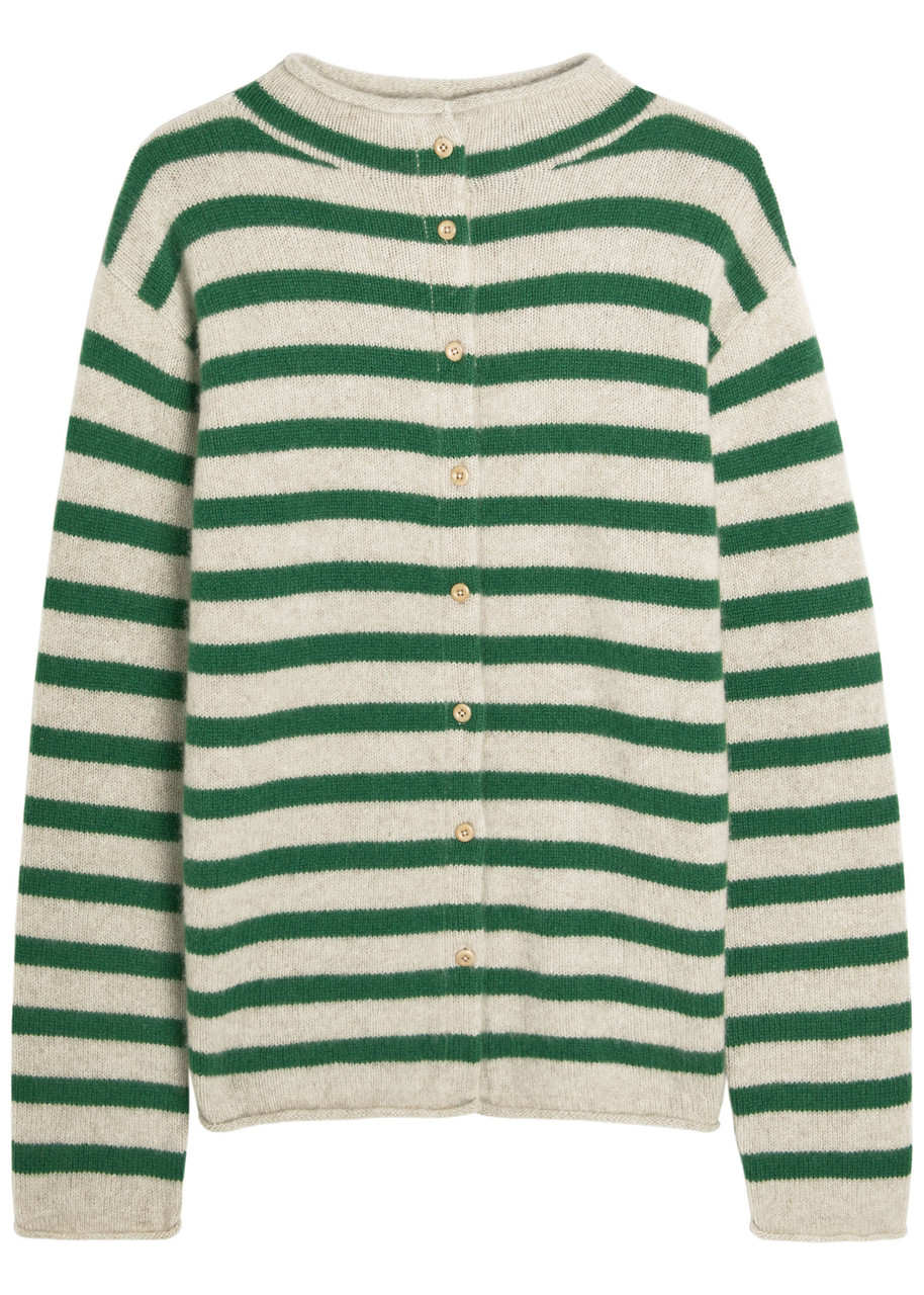 Elder Statesman Cousteau Striped Cashmere Cardigan - Green - XS (UK6 / XS)