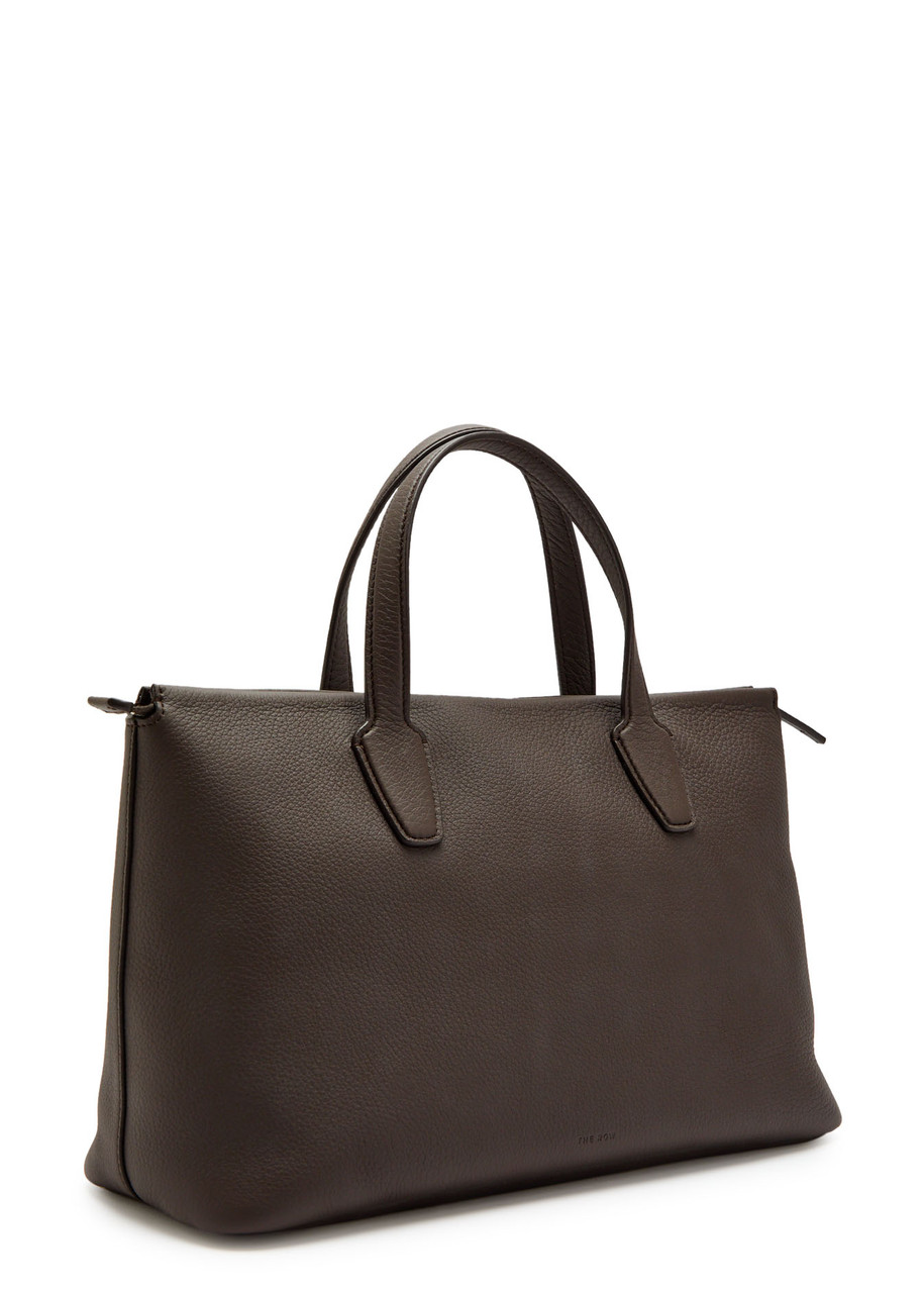 The Row Marcel Grained Leather Tote In Brown