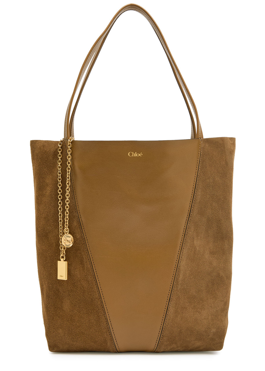Chloe Spin Medium Panelled Suede Tote bag - Khaki - One Size
