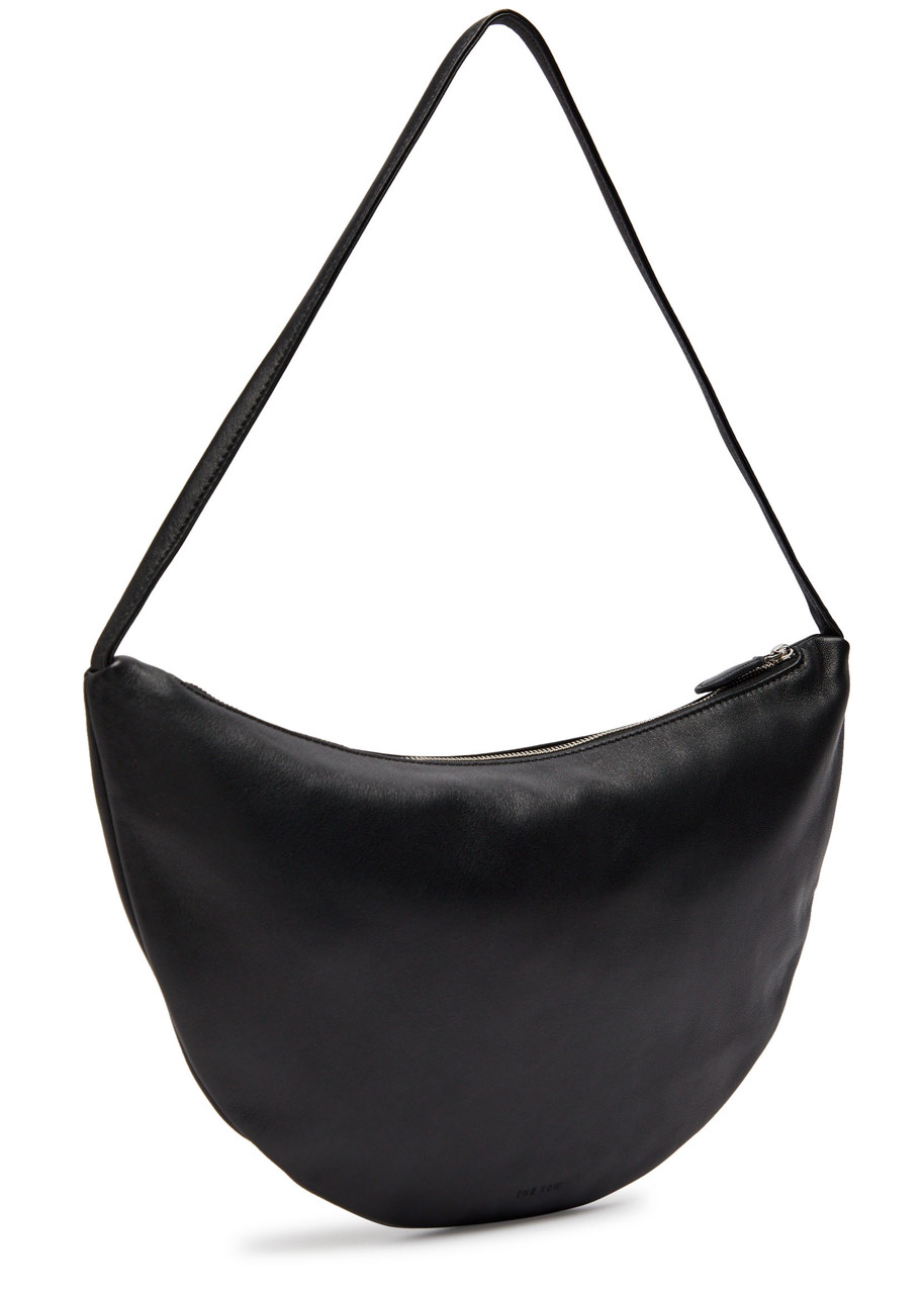 The Row Izzy Small Leather Shoulder Bag In Black