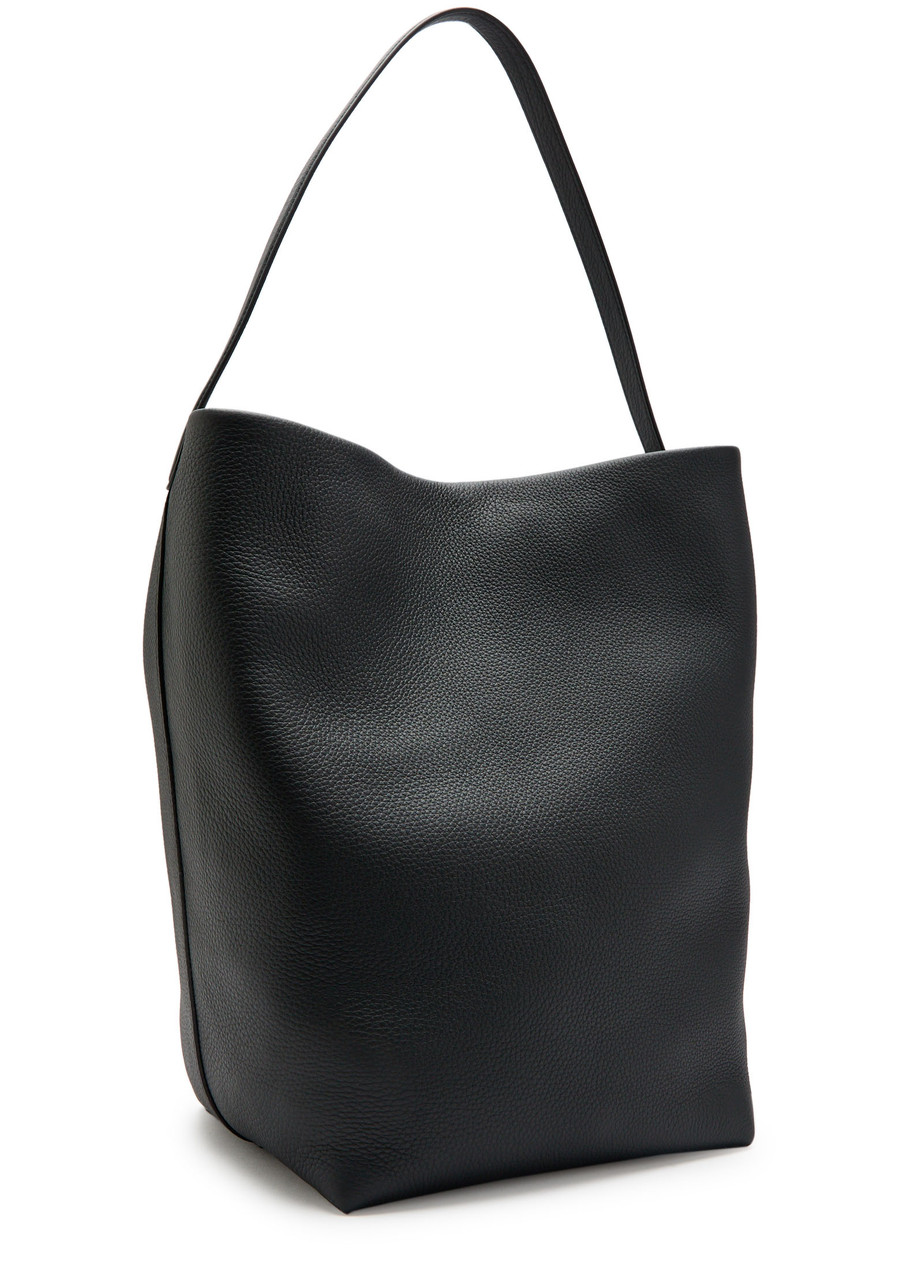 The Row Park Large Grained Leather Tote In Black