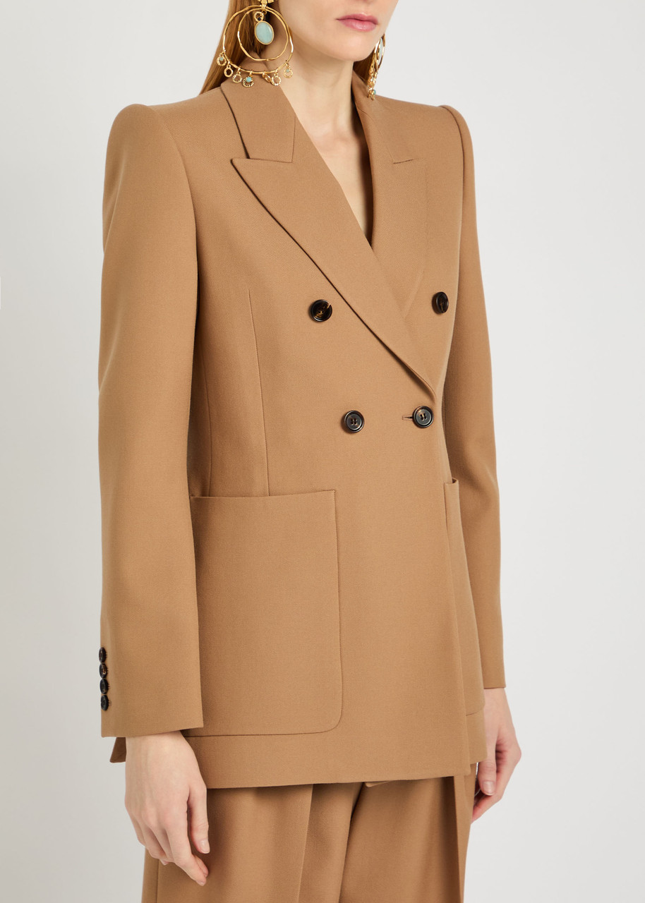 Chloé Chloe Double-breasted Wool Blazer In Brown